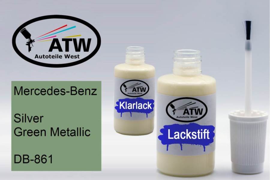 Mercedes-Benz, Silver Green Metallic, DB-861: 20ml Lackstift + 20ml Klarlack - Set, von ATW Autoteile West.